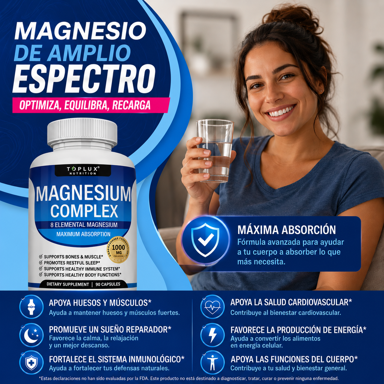 Magnesium Complex, Apoyo para Sueño, Músculos y Bienestar Diario💥
