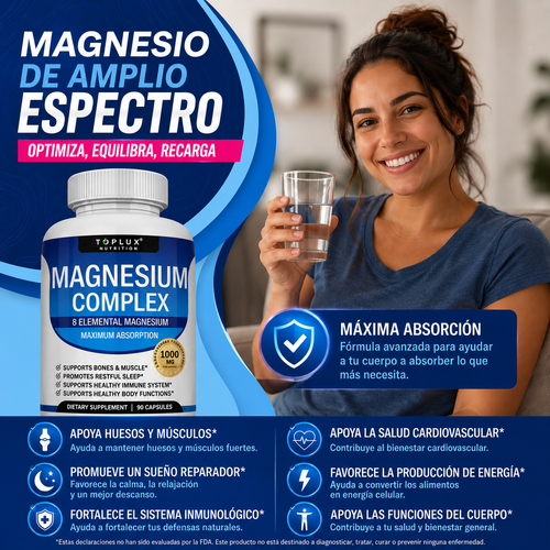 Magnesium Complex, Apoyo para Sueño, Músculos y Bienestar Diario💥