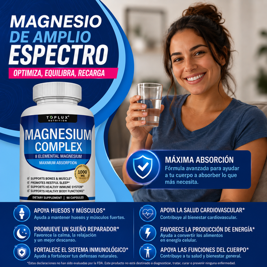 Magnesium Complex, Apoyo para Sueño, Músculos y Bienestar Diario💥