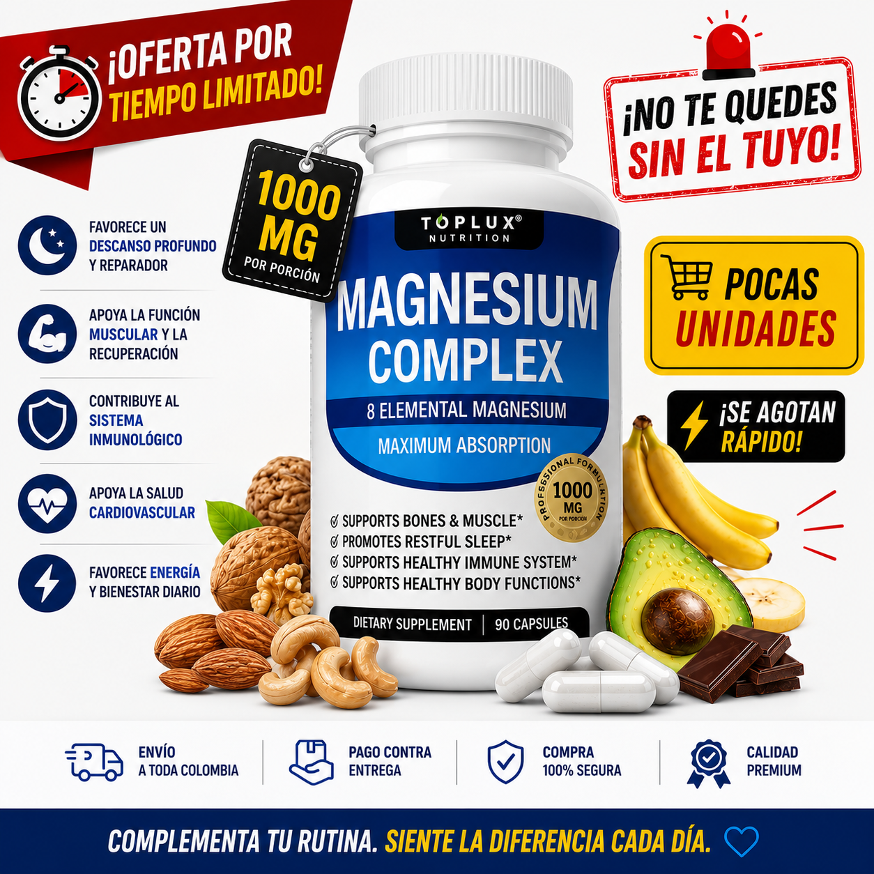 Magnesium Complex, Apoyo para Sueño, Músculos y Bienestar Diario💥